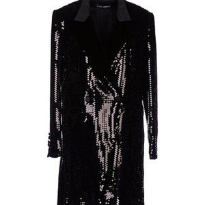 Dolce & Gabbana Velvet Lapel Sequin Long Blazer